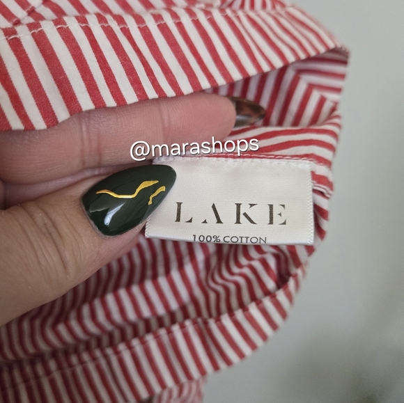 LAKE Pajamas Poplin Piped Shirt in Scarlet Red - Picture 5 of 6